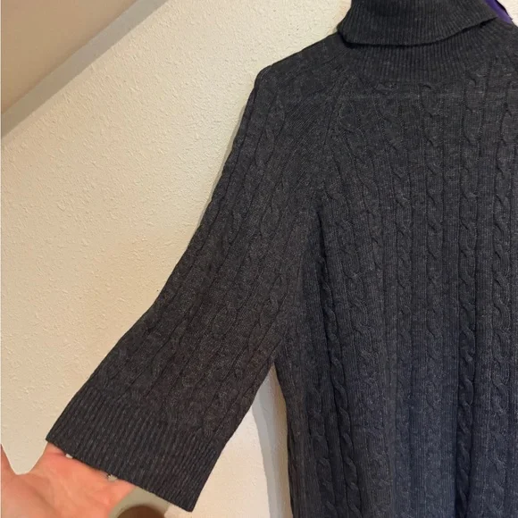 Lauren by Ralph Lauren Gray Cable Knit Turtleneck Sweater - Picture 3 of 6